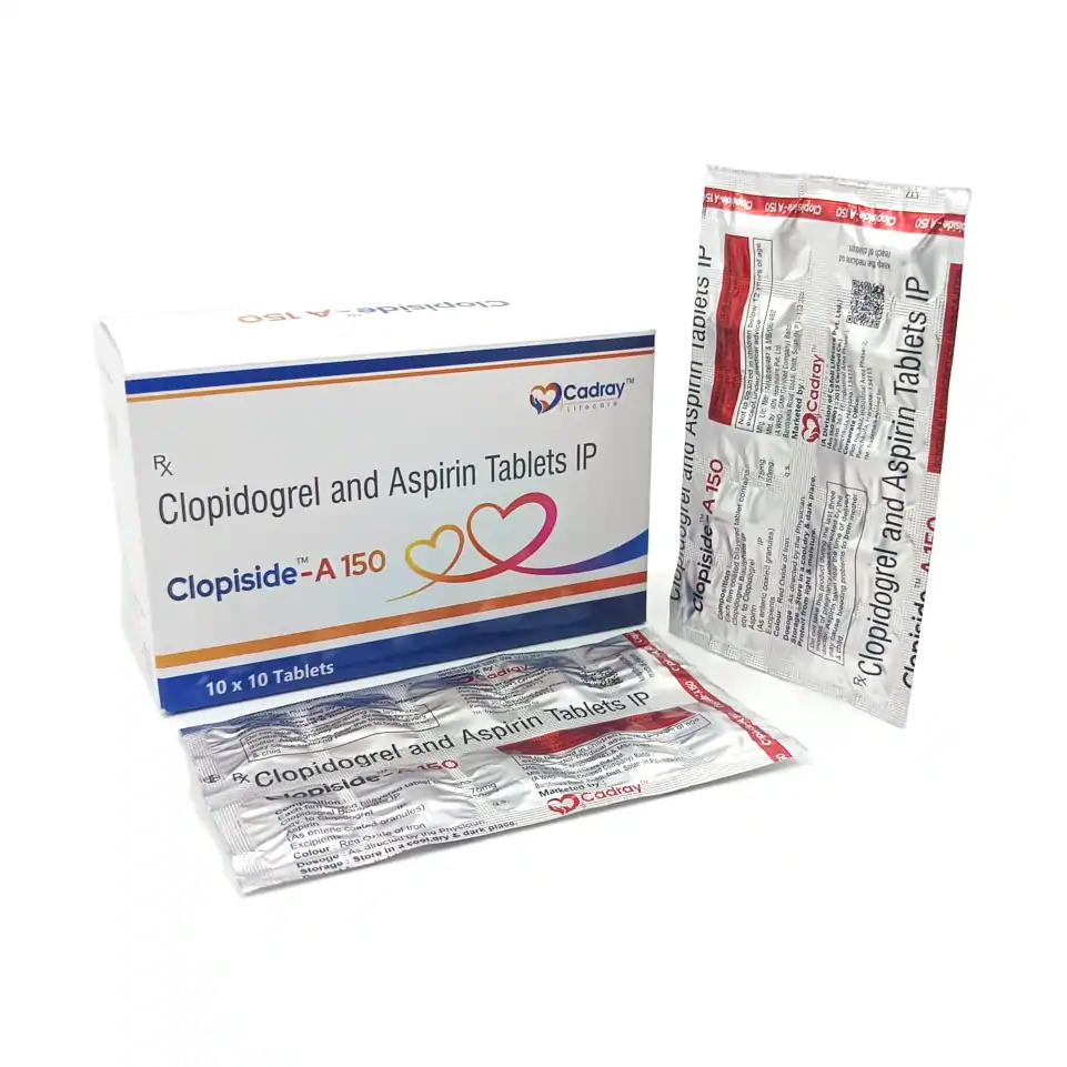 Clopidile A150 Tablet supports cardiovascular health by reducing clot formation. WHO GMP certified, available for third-party pharma manufacturing.